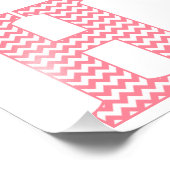 Klassieke preppy roze Chevron Letter H Monogram Foto Afdruk (Hoek)