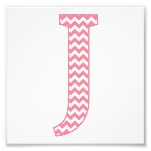 Klassieke preppy roze Chevron Letter J Monogram Foto Afdruk (Voorkant)