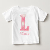 Klassieke preppy roze Chevron Letter L Monogram (Voorkant)