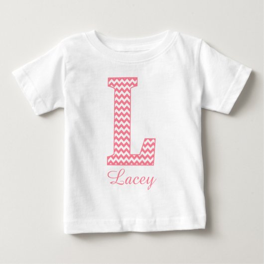 Klassieke preppy roze Chevron Letter L Monogram (Voorkant)