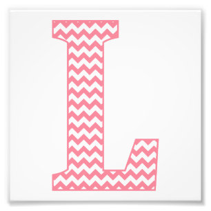 Klassieke preppy roze Chevron Letter L Monogram Foto Afdruk