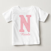Klassieke preppy roze Chevron Letter N Monogram (Voorkant)