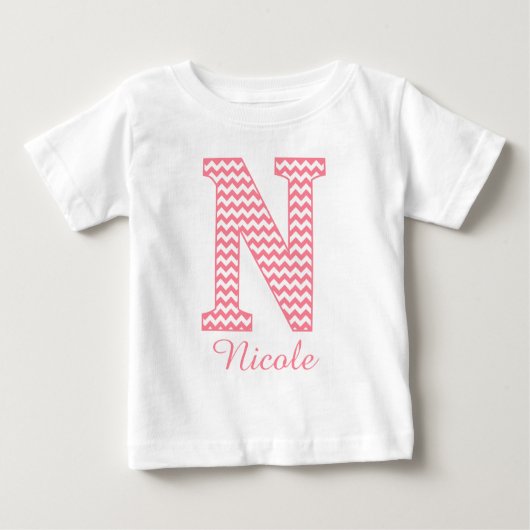 Klassieke preppy roze Chevron Letter N Monogram (Voorkant)