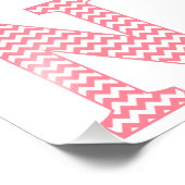 Klassieke preppy roze Chevron Letter N Monogram Foto Afdruk (Hoek)