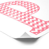 Klassieke preppy roze Chevron Letter P Monogram Foto Afdruk (Hoek)