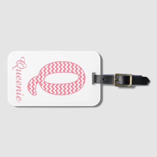 Klassieke Preppy Roze Chevron Letter Q Monogram Bagagelabel (Voorkant (horizontaal))