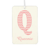 Klassieke Preppy Roze Chevron Letter Q Monogram Luchtverfrisser (Voorkant)
