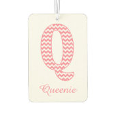Klassieke Preppy Roze Chevron Letter Q Monogram Luchtverfrisser (Achterkant)