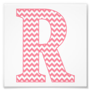 Klassieke preppy roze Chevron Letter R Monogram Foto Afdruk