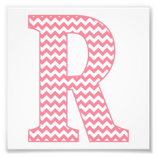 Klassieke preppy roze Chevron Letter R Monogram Foto Afdruk (Voorkant)