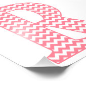Klassieke preppy roze Chevron Letter R Monogram Foto Afdruk (Hoek)