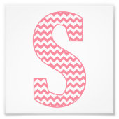Klassieke preppy roze Chevron Letter S Monogram Foto Afdruk (Voorkant)