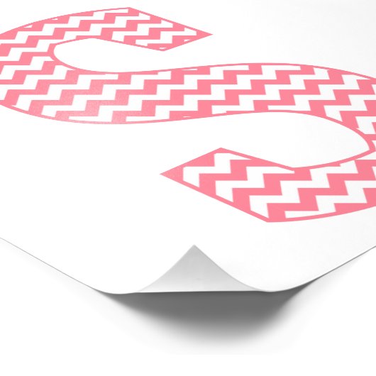 Klassieke preppy roze Chevron Letter S Monogram Foto Afdruk (Hoek)