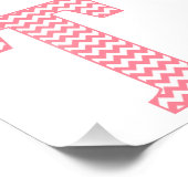Klassieke preppy roze Chevron Letter T Monogram Foto Afdruk (Hoek)