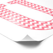 Klassieke preppy roze Chevron Letter U Monogram Foto Afdruk (Hoek)