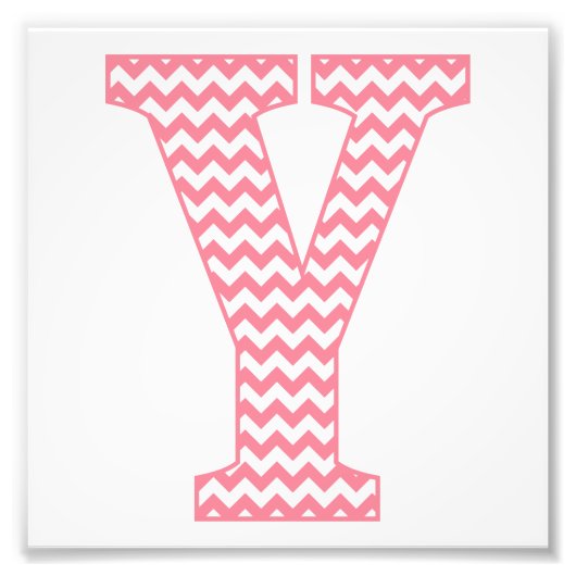 Klassieke preppy roze Chevron Letter Y Monogram Foto Afdruk (Voorkant)