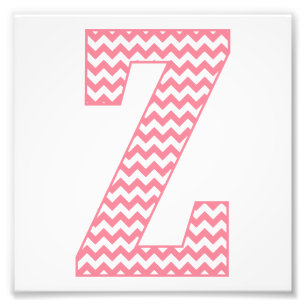 Klassieke preppy roze Chevron Letter Z Monogram Foto Afdruk