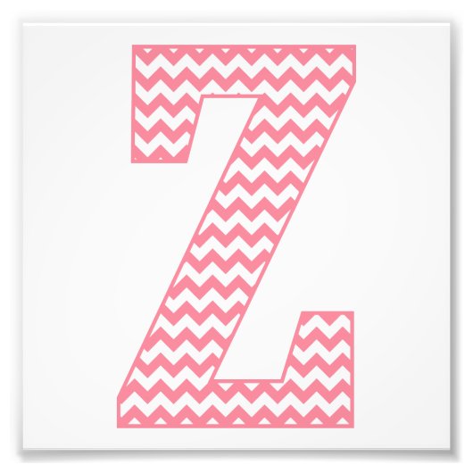 Klassieke preppy roze Chevron Letter Z Monogram Foto Afdruk (Voorkant)