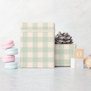 Klassieke preppy saliegroene geruite geruite stof cadeaupapier