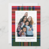 Klassieke Preppy Tartan Plaid Patchwork 1 Foto Feestdagenkaart (Voorkant)