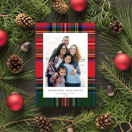 Klassieke Preppy Tartan Plaid Patchwork 1 Foto Feestdagenkaart