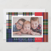 Klassieke Preppy Tartan Plaid Patchwork 1 Foto Feestdagenkaart (Voorkant)