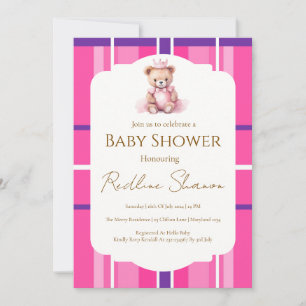 Klassieke Preppy Teddbeer Babyshower Uitnodiging