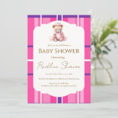 Klassieke Preppy Teddbeer Babyshower Uitnodiging (Staand voorkant)