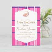 Klassieke Preppy Teddbeer Babyshower Uitnodiging (Staand voorkant)