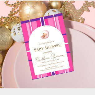 Klassieke Preppy Teddbeer Babyshower Uitnodiging