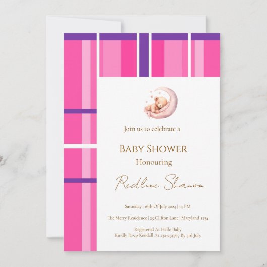 Klassieke Preppy Teddbeer Babyshower Uitnodiging (Voorkant)