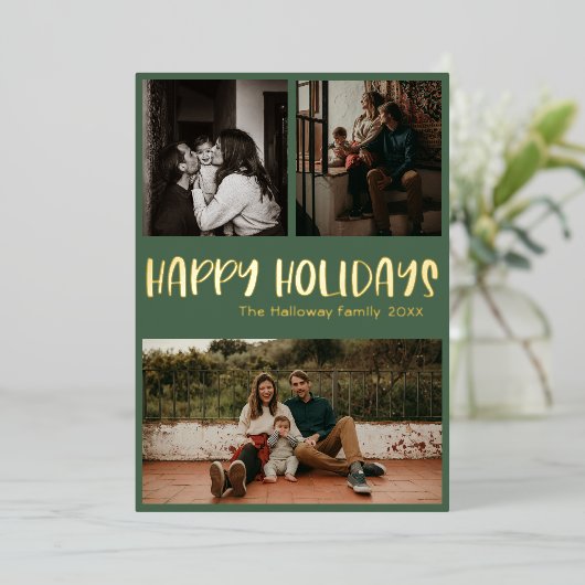 Klassieke Prettige feestdagen | Green Three Photo  (Staand Voorkant)