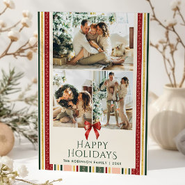 Klassieke Prettige feestdagen Stripes Bow Feestdagenkaart