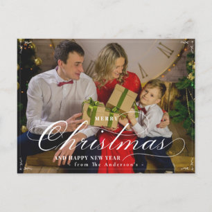 Klassieke prettige kerstfeestelijke nieuwjaarfoto briefkaart