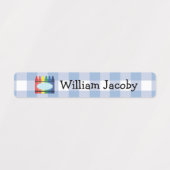 Klassieke primaire Crayon Blue Pset Name Labels (Design 1)
