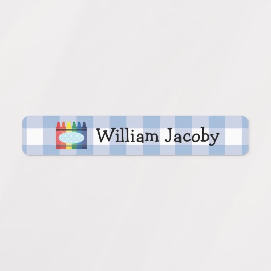 Klassieke primaire Crayon Blue Pset Name Labels (Design 1)