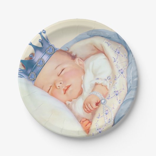 Klassieke Prince Boy Baby Shower Papieren Bordje (Voorkant)