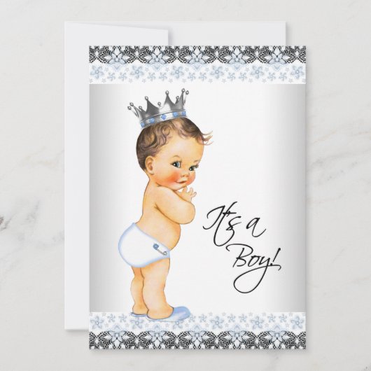 Klassieke prins baby jongens douche kaart (Voorkant)