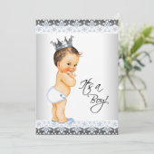 Klassieke prins baby jongens douche kaart (Staand voorkant)