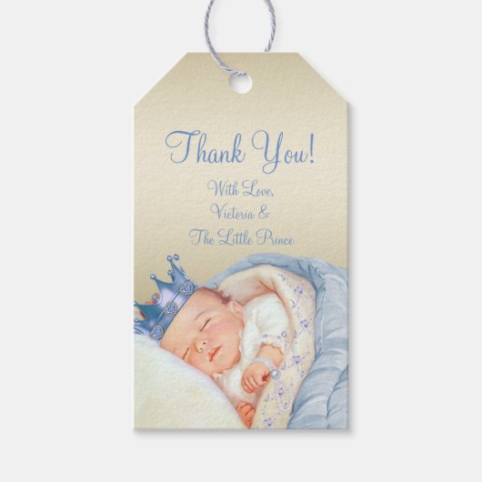 Klassieke prins babyfeestje cadeaulabel (Voorkant)