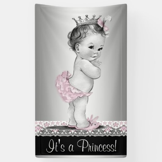 Klassieke Prinses Baby Shower Spandoek (Verticaal)