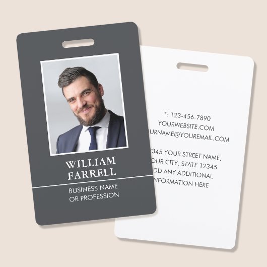 Klassieke Professional ID Donkergrijs Wit Beveilig Badge