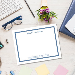 Klassieke Professionele Dusty Blue Border Statione Notitiekaartje