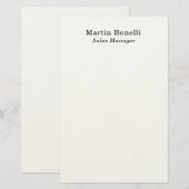 Klassieke professionele eigen naam informatie eenv briefpapier (Voorkant / Achterkant)