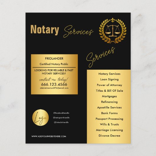 Klassieke professionele & gecertificeerde notaris flyer (Voorkant)
