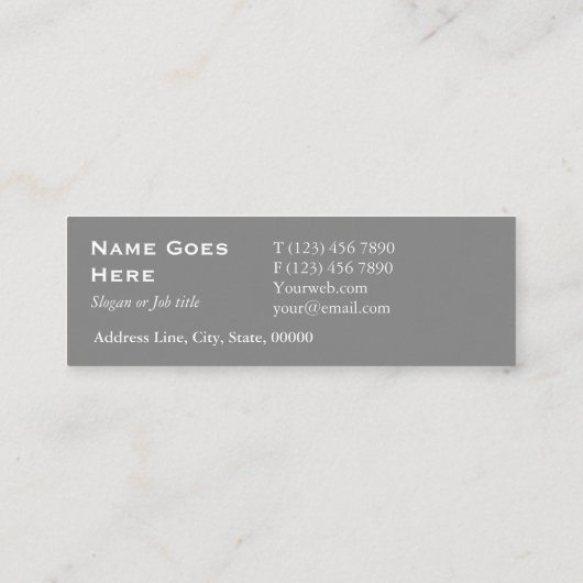 Klassieke professionele grijze mini-Visitekaartjes Mini Visitekaartje (Achterkant)