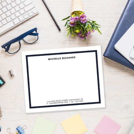 Klassieke Professionele Marine Blauwe Grens Statio Notitiekaartje