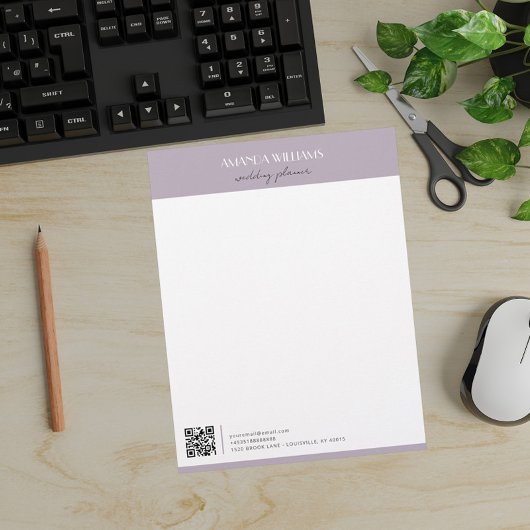 Klassieke professionele QR Code Lavendel Briefhoofd