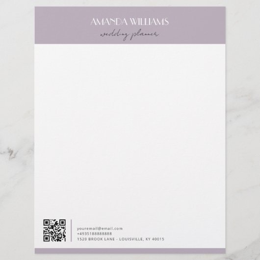 Klassieke professionele QR Code Lavendel Briefhoofd (Voorkant)