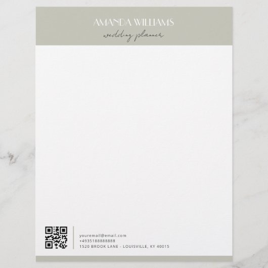 Klassieke Professionele QR Code Matcha Briefhoofd (Voorkant)